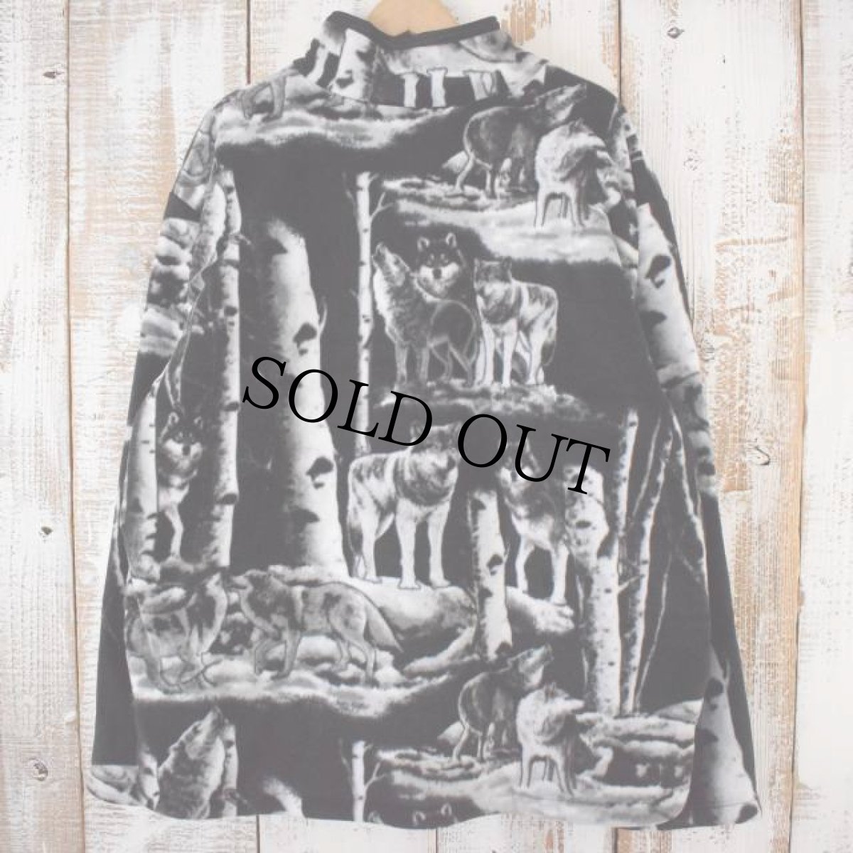 画像2: オオカミ柄 リバーシブル フリースジャケット XL (2)