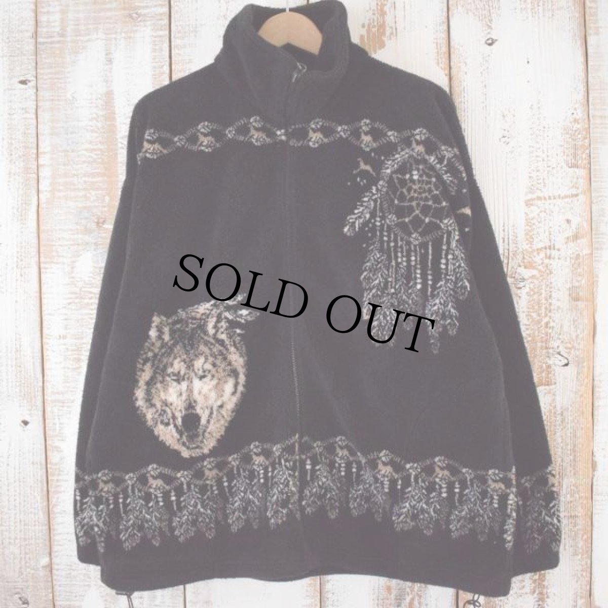 画像2: BEAR RIDGE USA製 オオカミ柄 フリースジャケット L (2)