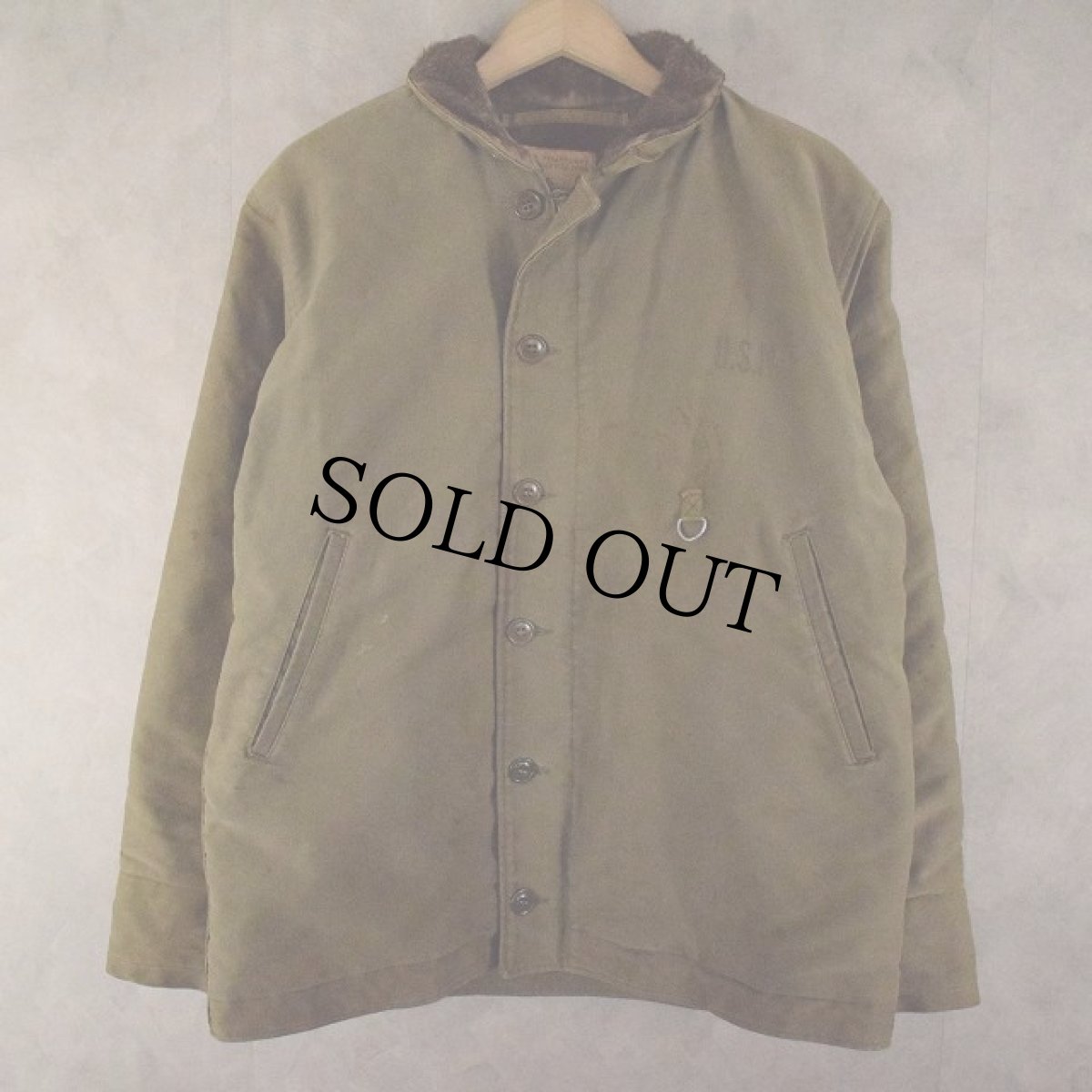 画像2: 40's U.S.NAVY N-1 ステンシル入り デッキジャケット SIZE 42 (2)