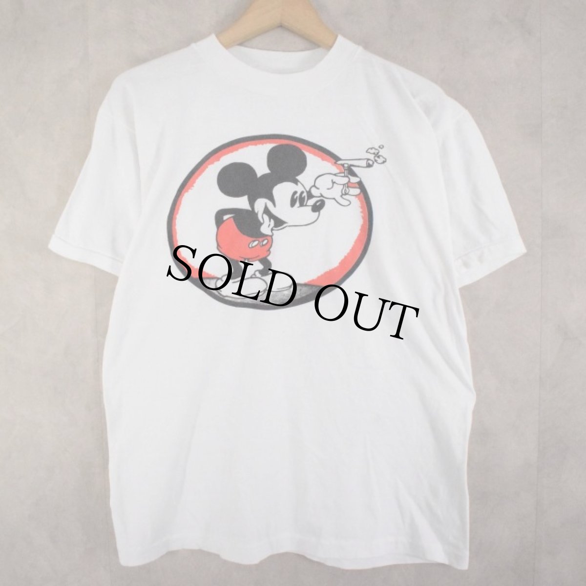 画像1: 70's MICKEY MOUSE マリファナ パロディプリントTシャツ XL (1)