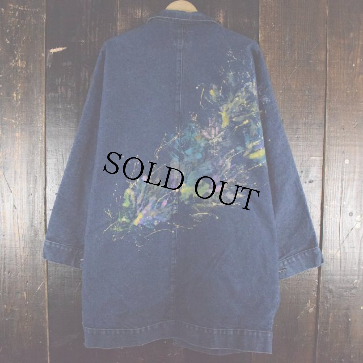 画像2: SUNDANCE USA製 リーフペイント デニムガウン L (2)