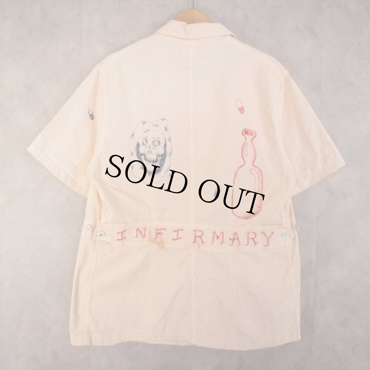 画像2: 60's ''INFIRMARY'' Hand painted Memorial S/S Jacket L (2)