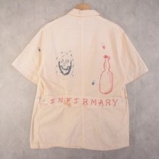 画像2: 60's ''INFIRMARY'' Hand painted Memorial S/S Jacket L (2)