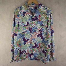 画像1: 40's Artvogue Rayon L/S Hawaiian shirts M (1)