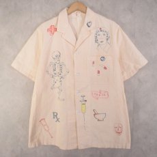 画像1: 60's ''INFIRMARY'' Hand painted Memorial S/S Jacket L (1)