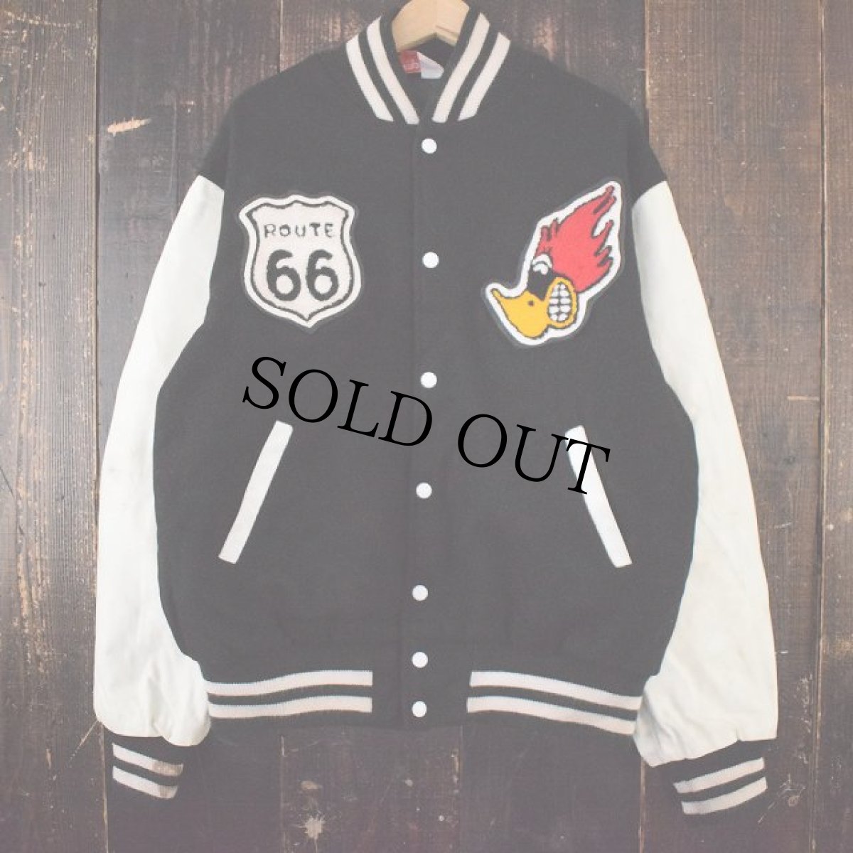 画像2: 80's Empire USA製 "LADY LUCK" ワッペン付き レザー×ウールスタジャン XL (2)