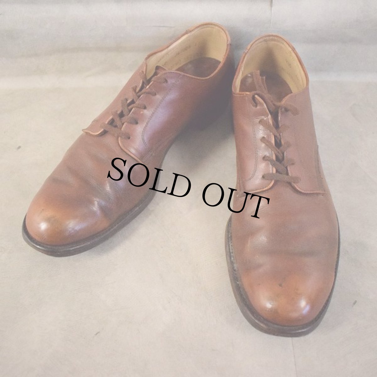 画像1: 40〜50's U.S.NAVY Service Shoes Brown Leather 9 1/2 C (1)