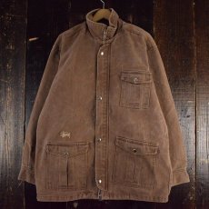 画像1: 90's STUSSY USA製 ブラウンデニムジャケット L (1)