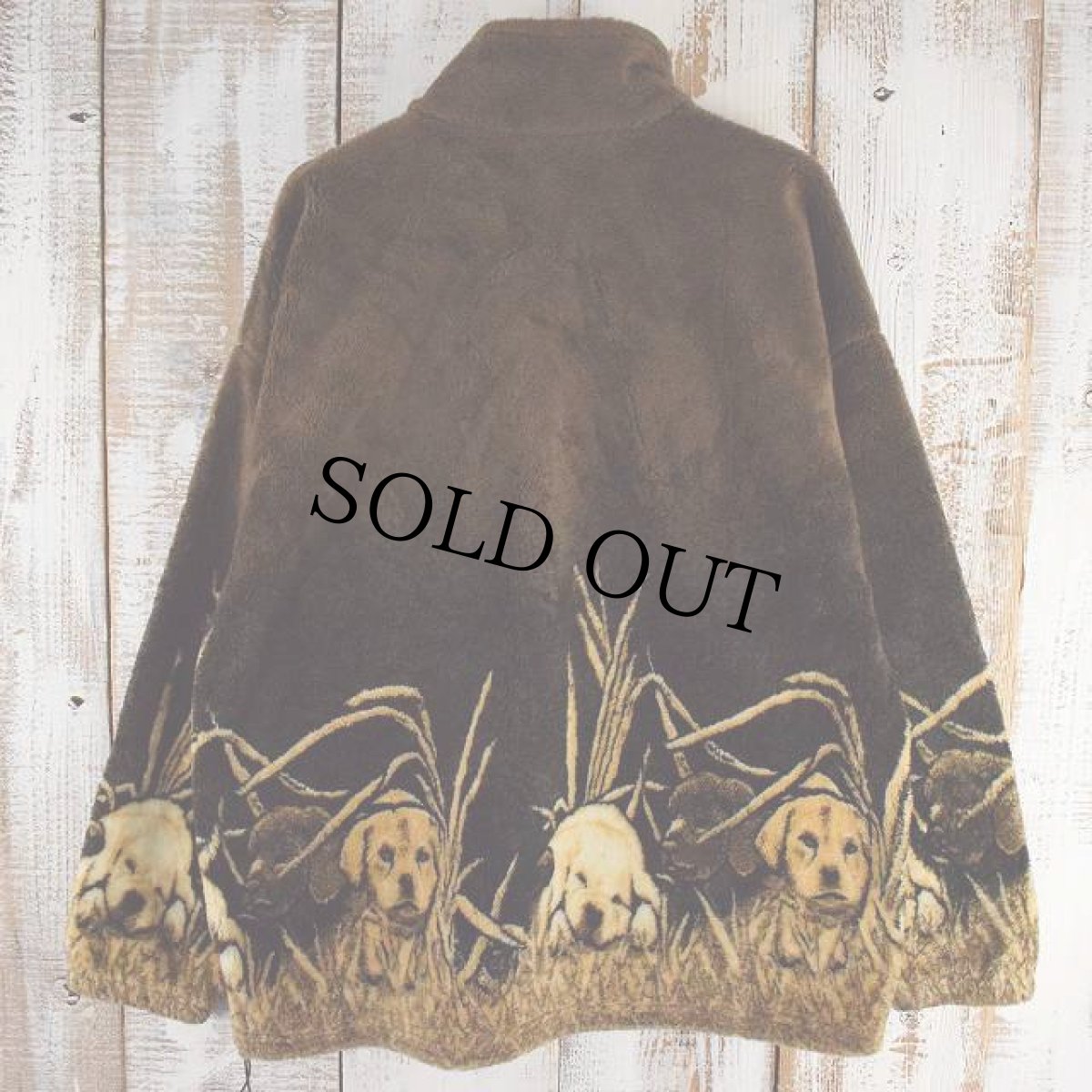 画像2: Cobblestone Canyon USA製 犬柄 フリースジャケット XL (2)
