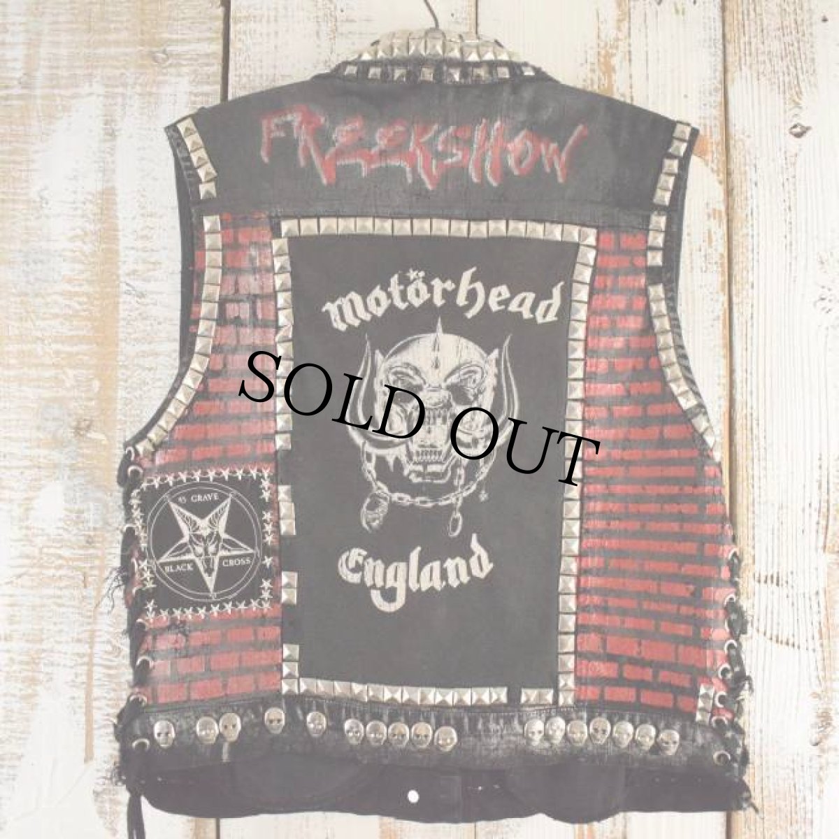 画像2: Handmade Punk custom ペイント×スタッズ デニムベスト (2)