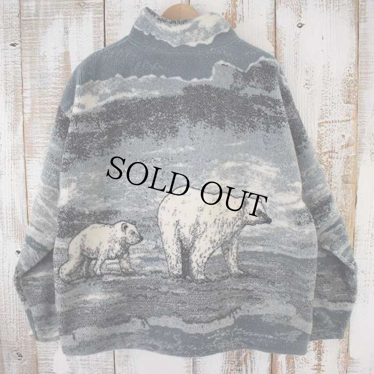 画像2: BLACK MOUNTAIN USA製 クマ柄 フリースジャケット L (2)