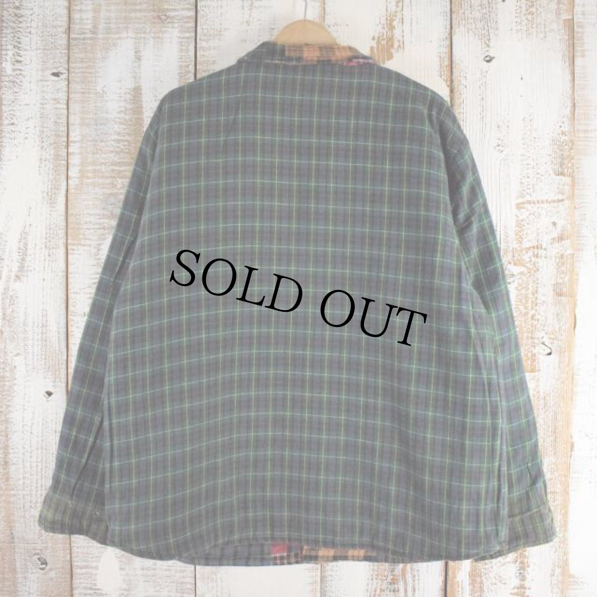 画像4: クレイジーパターン チェック柄ネル パッチワークジャケット M (4)