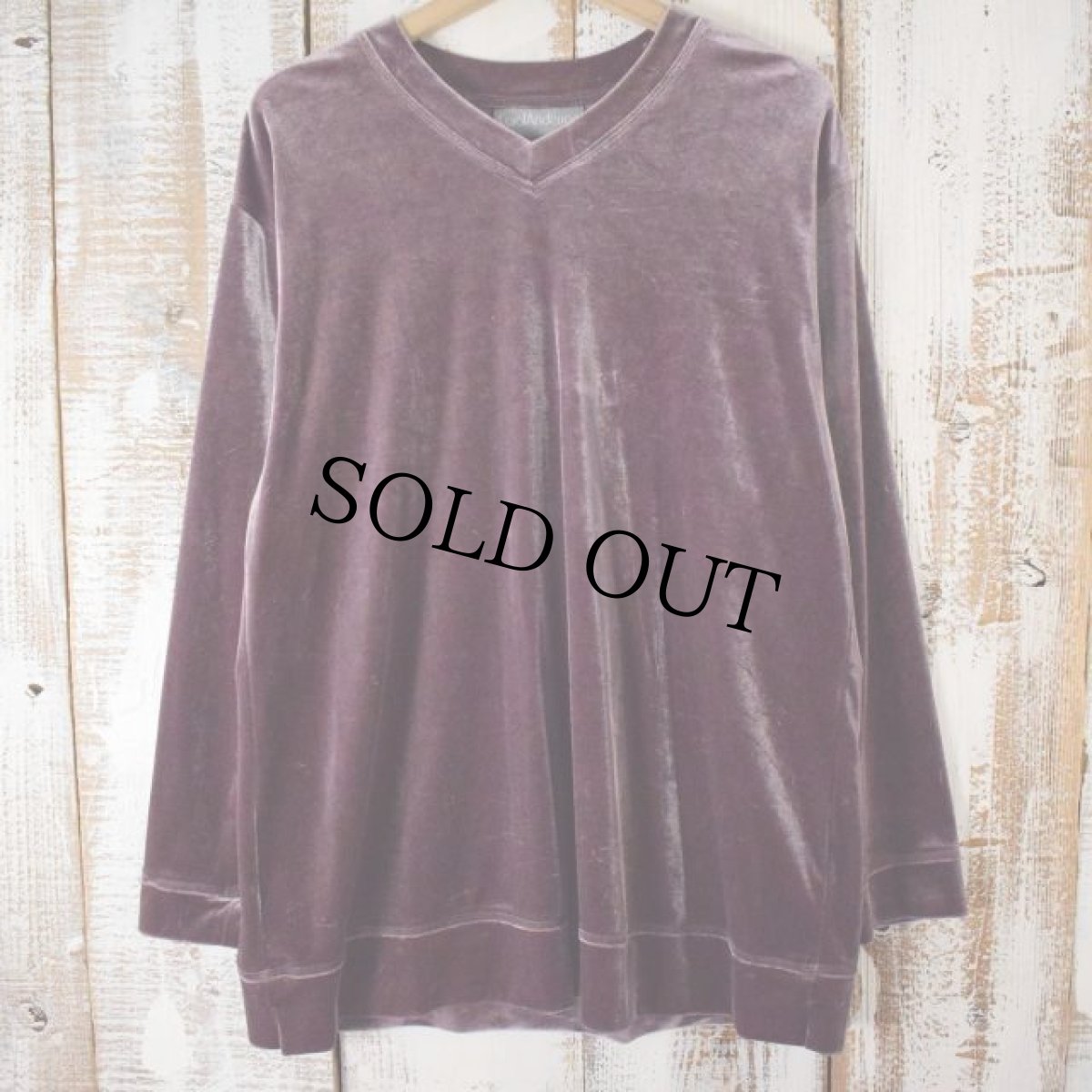 画像2: 90's CarolAnderron USA製 Vネックベロアシャツ&イージーパンツ SETUP (2)