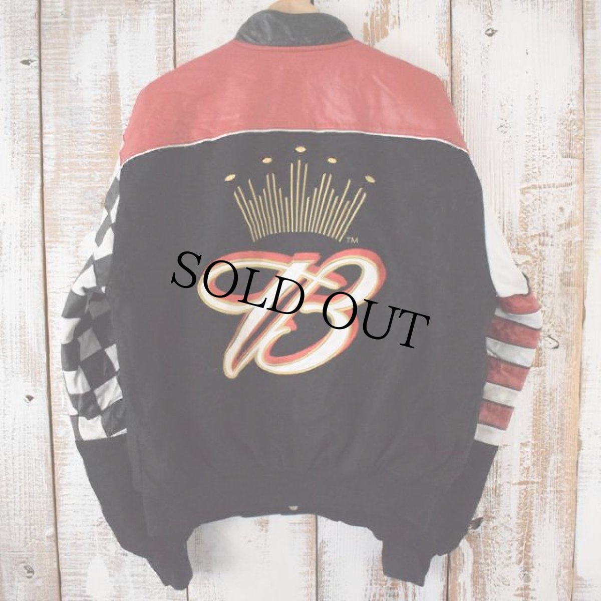 画像2: 90's JEFF HAMILTON "Budweiser" レザー切り替え リバーシブルレーシングジャケット M (2)