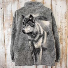 画像1: NORTHERN LIFESTYLES CANADA製 オオカミ柄 フリースジャケット (1)