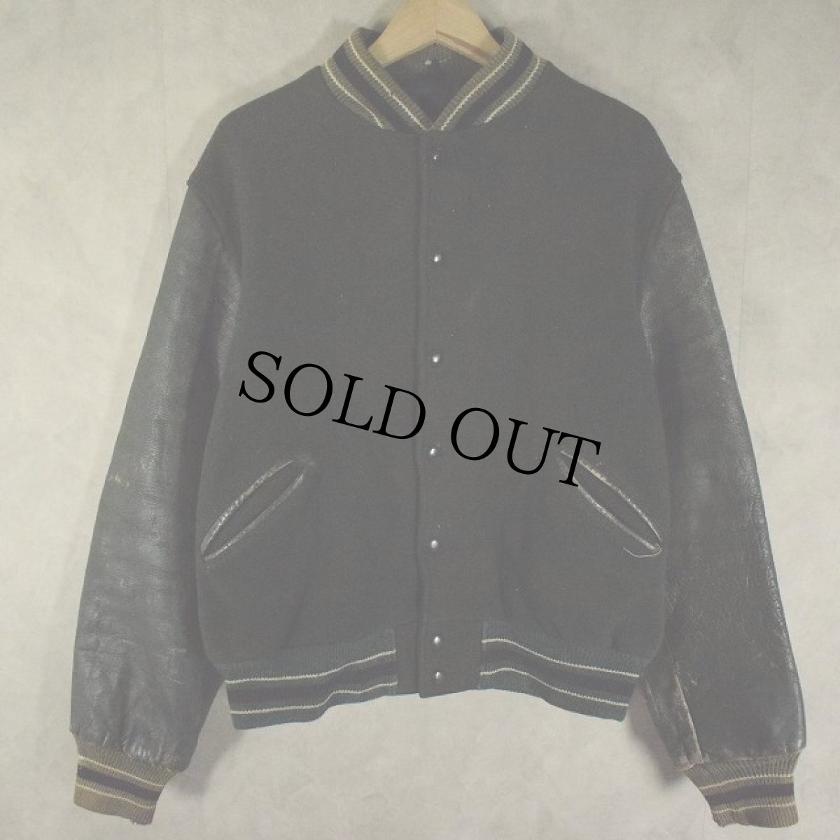 画像2: 〜70's "IDAHO STREET ROD ASSOCIATION " レザー×ウール バーシティジャケット (2)