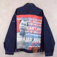 画像1: PLATINUM FUBU "Muhammad Ali" バックプリント デニムジャケット XL (1)