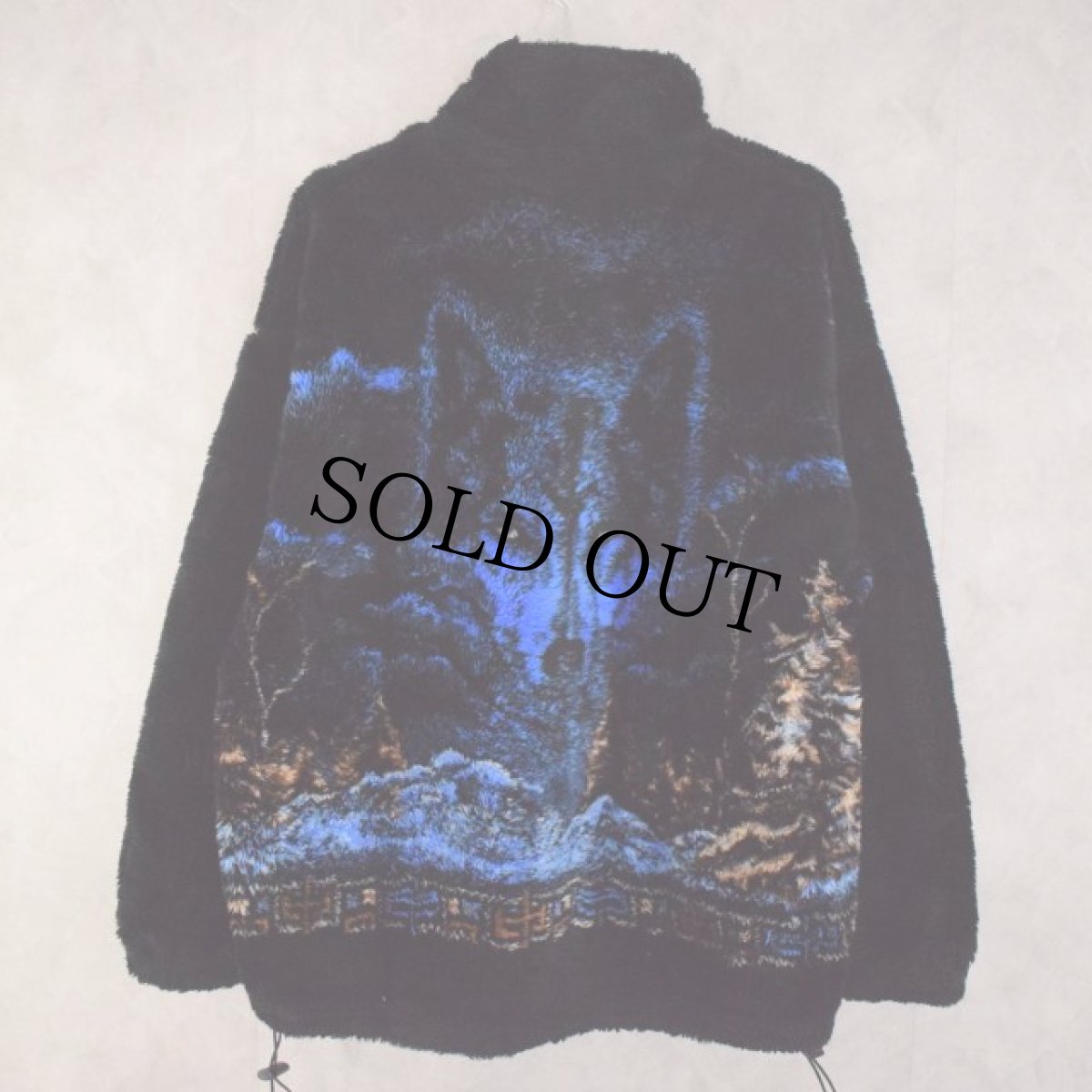 画像2: BEAR BRIDGE USA製 オオカミ柄フリースジャケット M (2)