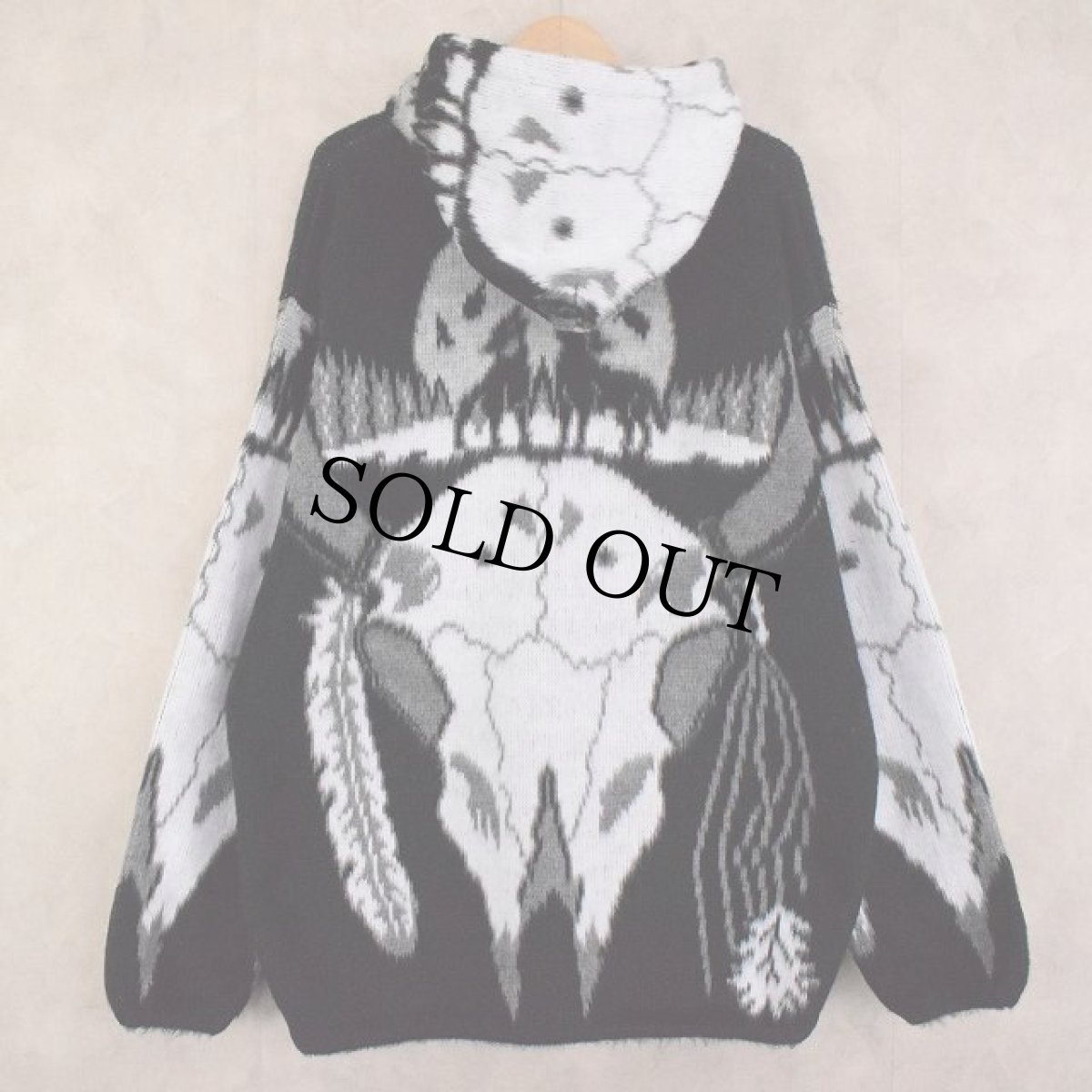 画像2: エクアドル製 水牛柄 シャギーニットパーカー XL (2)
