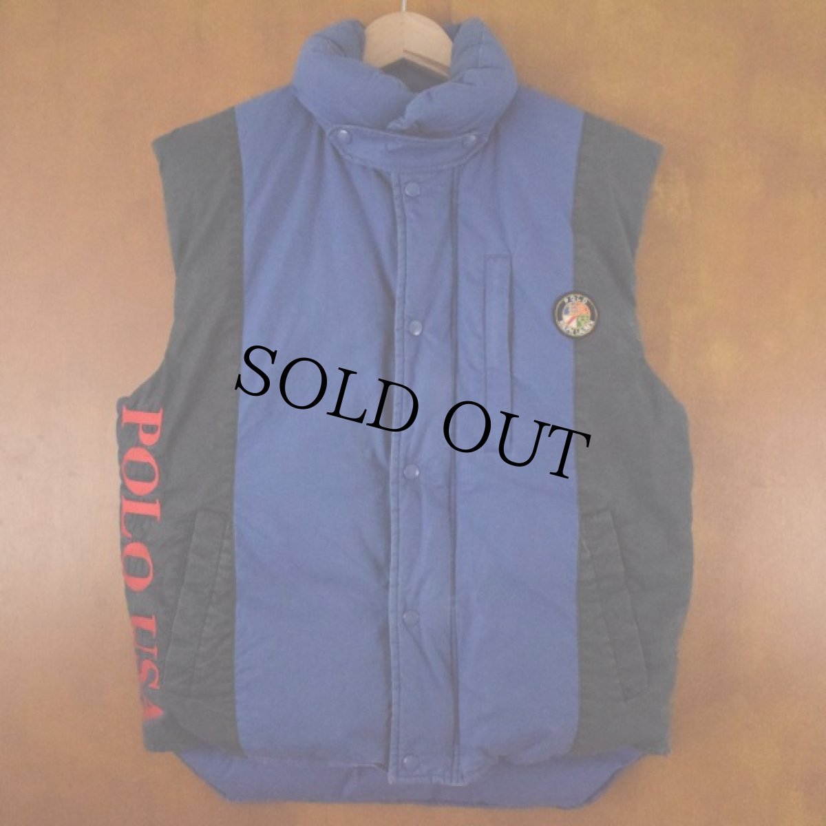 画像2: 90's POLO Ralph Lauren "クッキーパッチ＆サイクルスキー" コットンダウンベスト M (2)