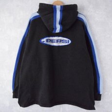 画像1: 90's PEPSI ロゴ刺繍 スウェットフーディ XL (1)