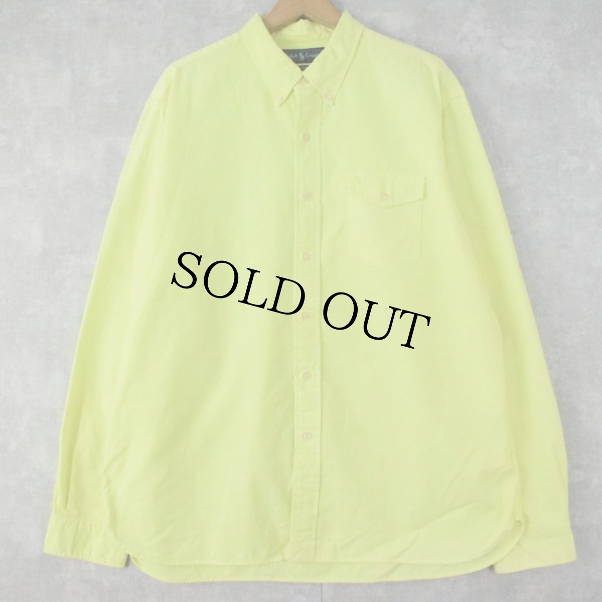 画像1: Ralph Lauren マチ付き ボタンダウンコットンシャツ XL (1)
