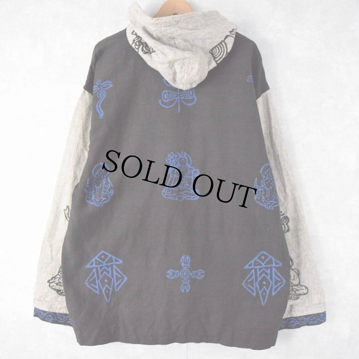 画像2: エスニック×和柄 コットンパーカー XL (2)