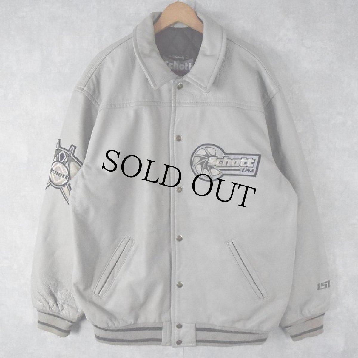 画像2: 90's Schott USA製 インディアン刺繍 レザースタジャン L (2)