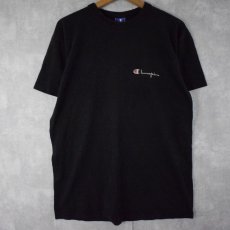 画像1: 90's Champion USA製 ロゴプリントTシャツ ブラック L (1)