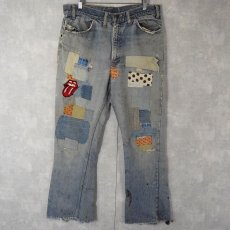 画像1: 80's Levi's パッチワークフレアデニムパンツ W34 (1)