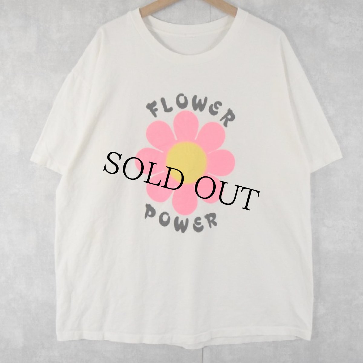 画像1: 90's Flower Power ヒッピーイラストTシャツ (1)