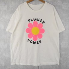 画像1: 90's Flower Power ヒッピーイラストTシャツ (1)