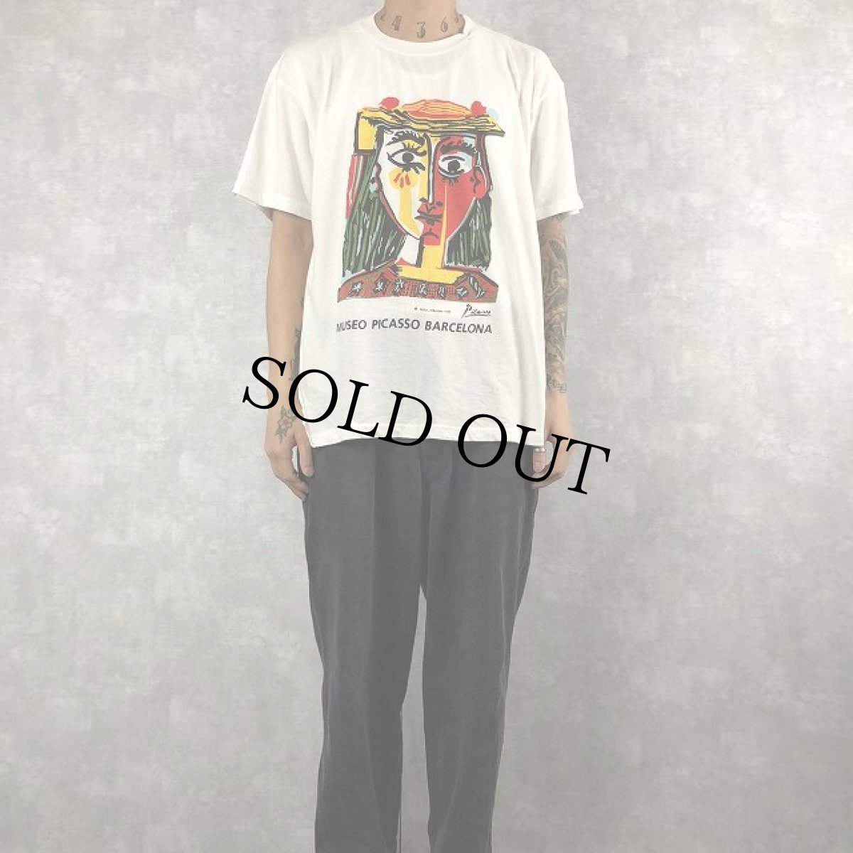 画像2: 80's Pablo Picasso "MUSEO PICASSO" アートTシャツ XL (2)