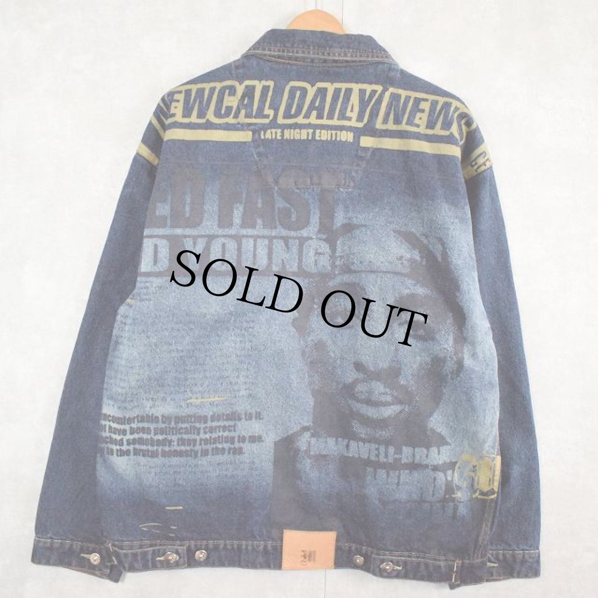 画像2: MAKAVELI BRANDED 2Pacプリントデニムジャケット M (2)