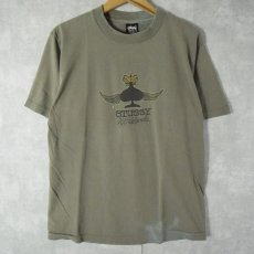 画像1: 80's STUSSY USA製 "Worldwide" ロゴプリントTシャツ L (1)