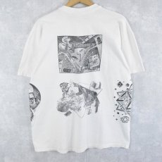 画像2: 80's M.C.Escher USA製 騙し絵アート マルチプリントTシャツ XL (2)