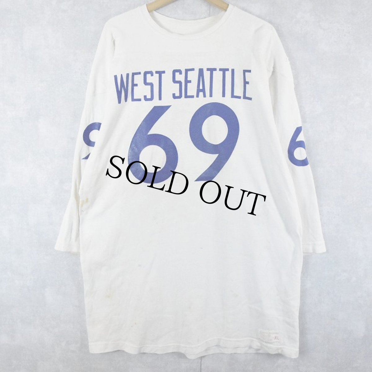 画像1: 60's RUSSELL SOUTHERN "WEST SEATTLE 69"フットボールTシャツ XL (1)