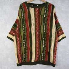 画像1: 90's COOGI 3D柄織り コットンニットセーター 3X (1)