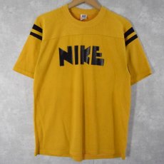 画像1: 70's NIKE USA製 オレンジタグ ''ゴツNIKE'' レーヨンフットボールTシャツ L (1)