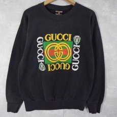 画像1: 90's USA製 ブート GUCCI ロゴプリントスウェット L (1)