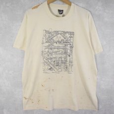 画像1: 80's Jeff Gold USA製 "PUSS 'N FLUTES" イラストプリントTシャツ XL (1)