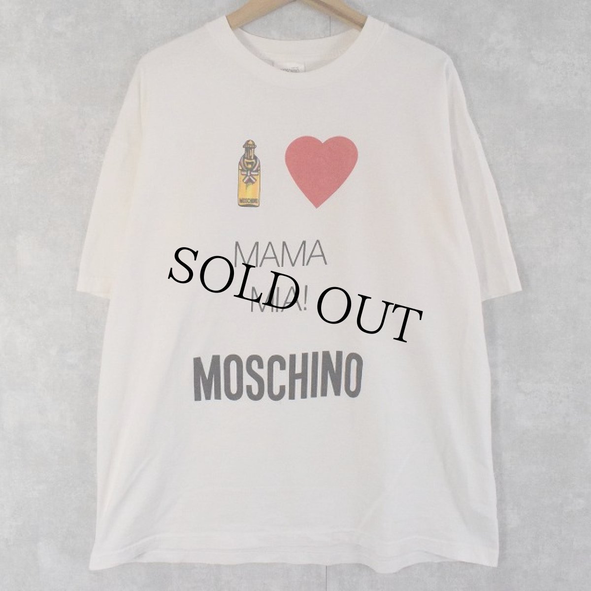 画像1: MOSCHINO USA製 "MAMA MIA" ロゴプリントTシャツ  (1)