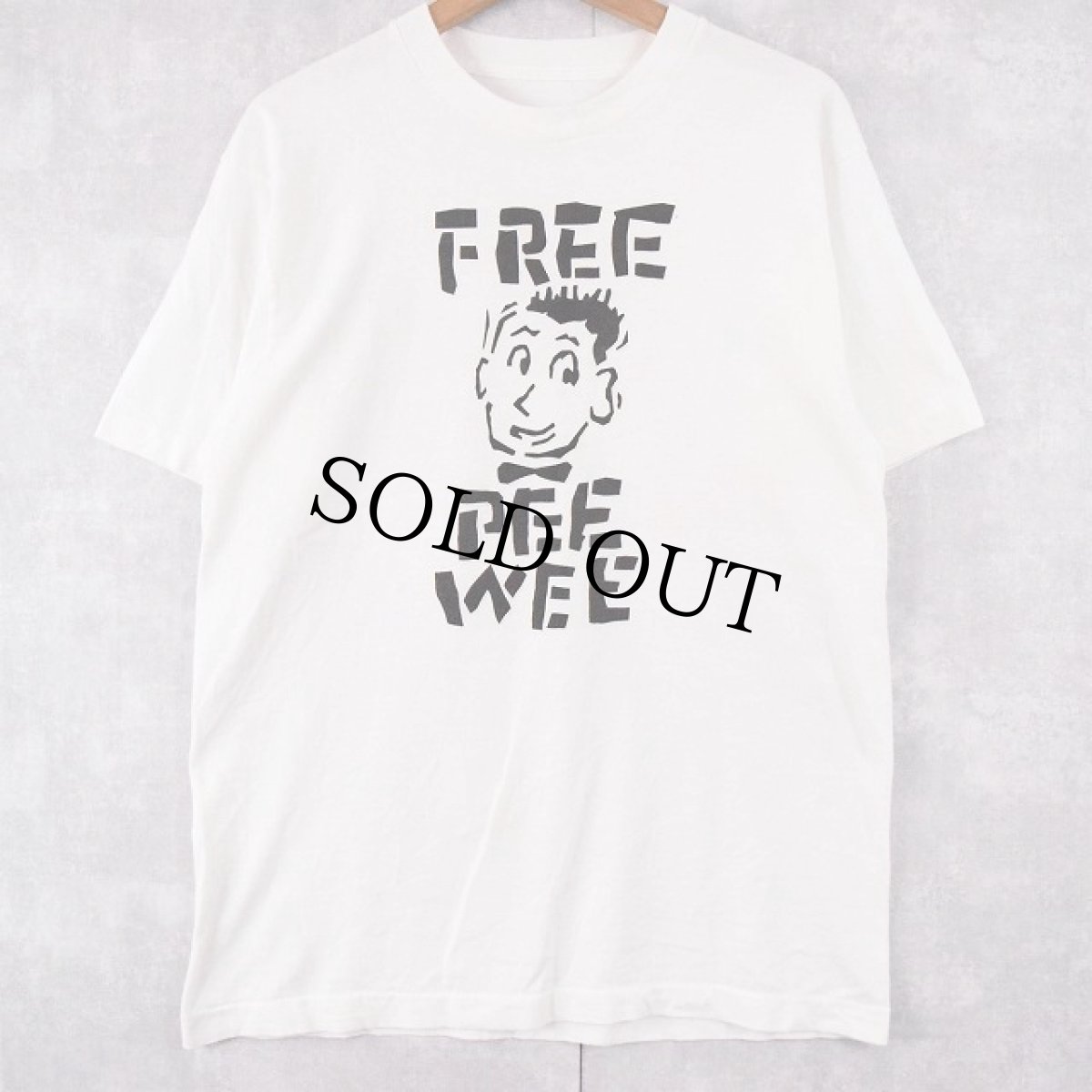 画像1: 90's Pee Wee Herman "FREE" コメディアンメッセージプリントTシャツ  (1)