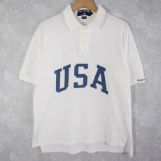 画像1: 90's POLO SPORT Ralph Lauren USA製 "USA"プリントポロシャツ XL (1)