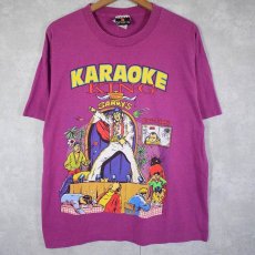 画像1: 90's KARAOKE KING イラストプリントシュールTシャツ L (1)