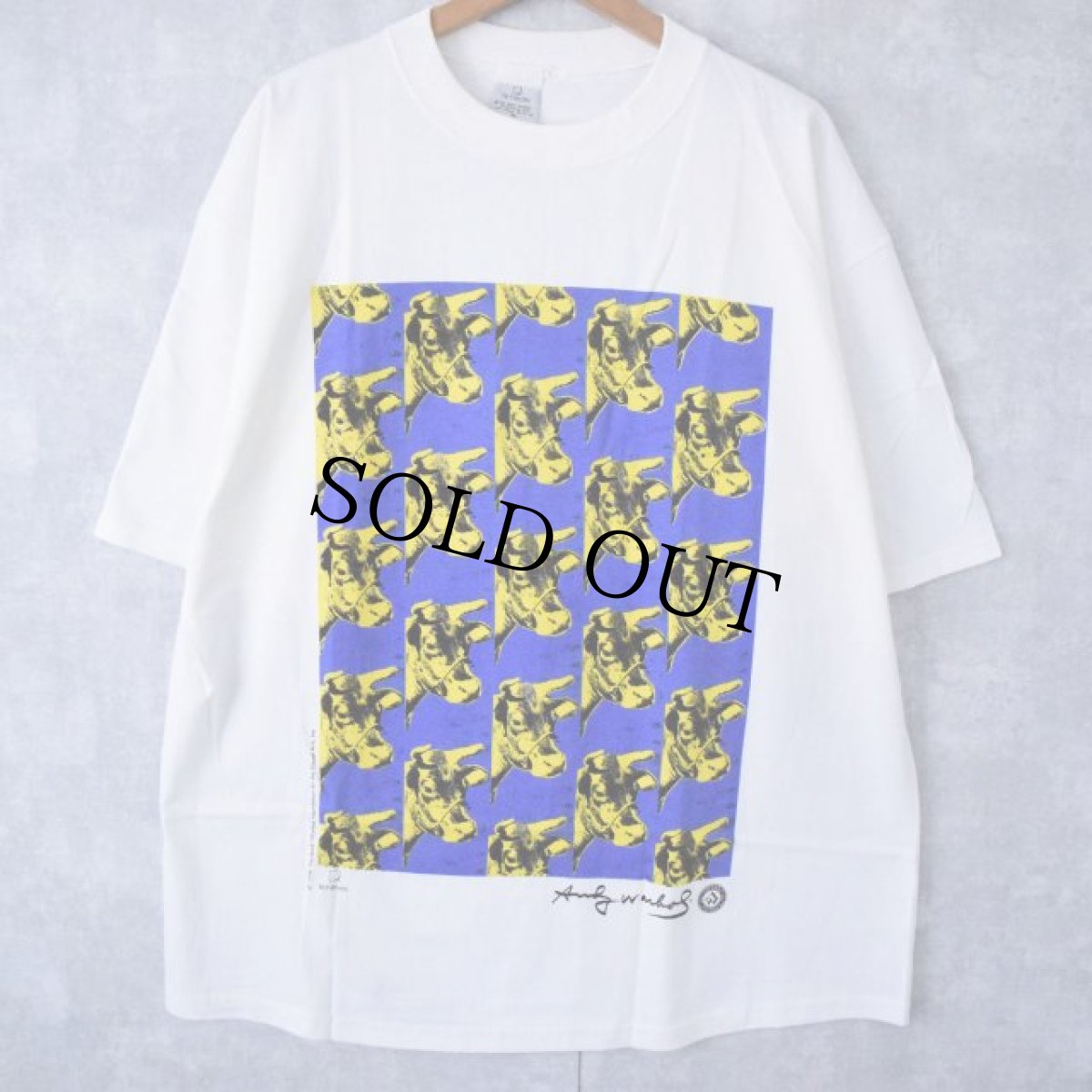 画像1: 90's ANDY WARHOL USA製 "Cow" アートプリントTシャツ DEADSTOCK XL  (1)