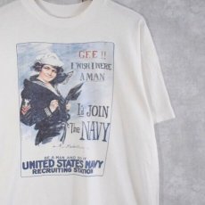 画像1: 90's "I'd JOIN The NAVY" USA製 プロパガンダポスター Tシャツ L (1)