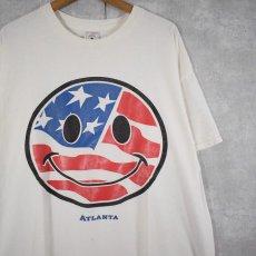 画像1: 90's "ATLANTA" 星条旗柄スマイルプリントTシャツ XL (1)