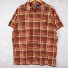 画像1: POLO Ralph Lauren "CLAXTON" オープンカラー チェック柄コットンシャツ L (1)