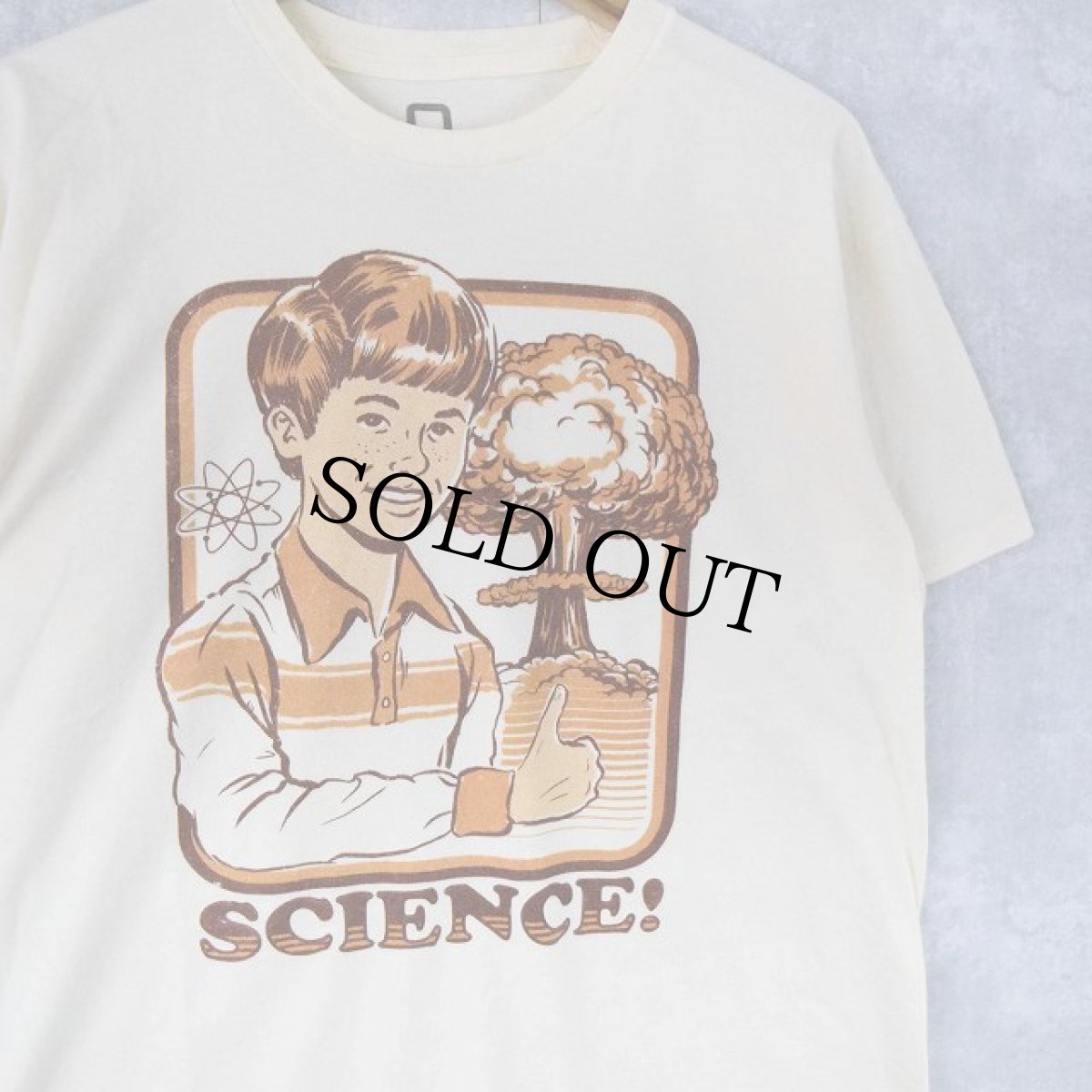 画像1: "SCIENCE!" きのこ雲 イラストプリントTシャツ L (1)